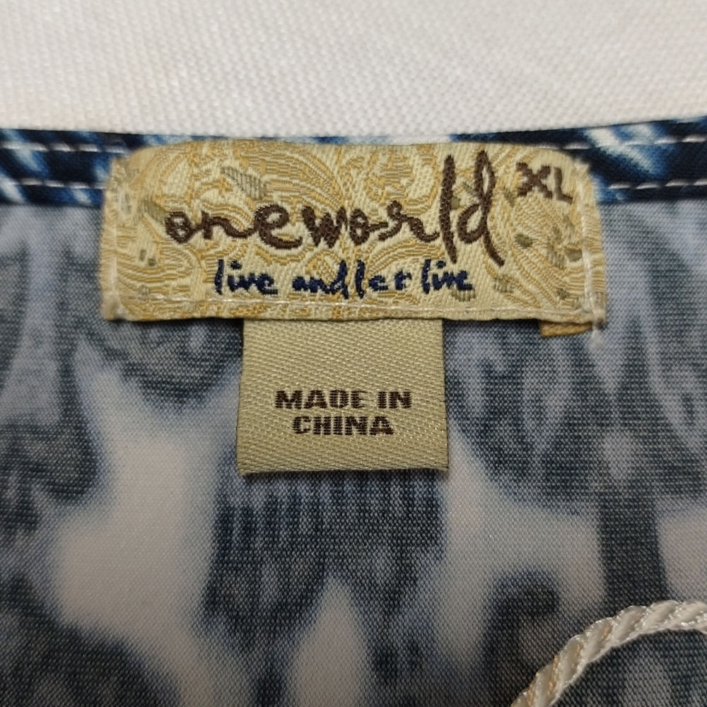 ONE WORLD Navy and White Patterned Midi Dress - Picture 7 of 8